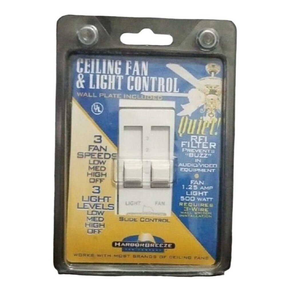 Harbor Breeze Ceiling Fan & Light Control 3 Fan Speeds & Light Levels